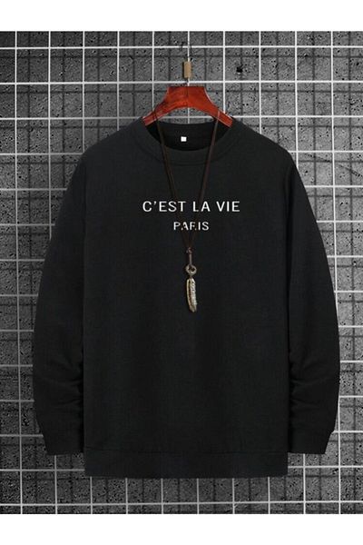 VBSVİBES Hanorac oversize cu glugă cu imprimeu La Vie Paris.