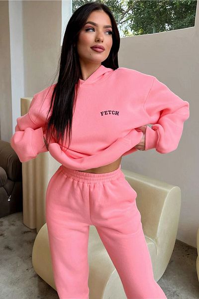 CLAYES Σετ αθλητικής φόρμας Pink Fetch - Printed Oversize Hooded Raised