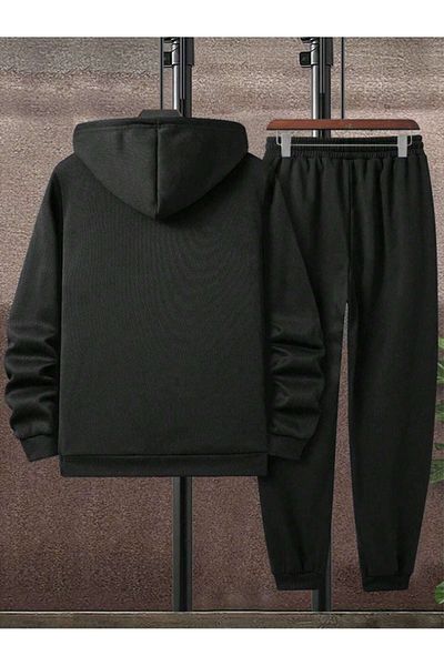CLAYES Φρέσκο Σετ Φούτερ Jogger - Μαύρη στάμπα με κουκούλα