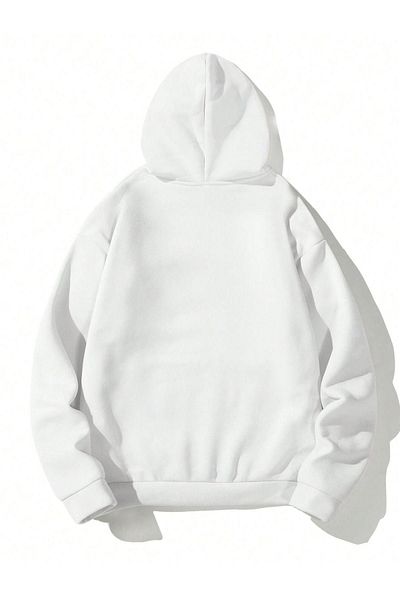 VBSVİBES Paris Horizontal Sweatshirt - Λευκό Oversize με στάμπα με κουκούλα