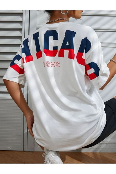 VBSVİBES Μπλουζάκι 1892 Chicago Printed Oversize Λευκό Χρώμα