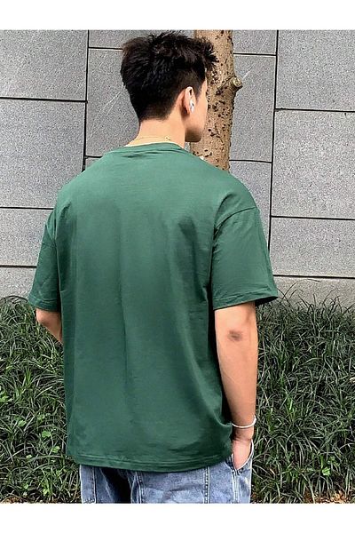 CLAYES Unisex Green Oversize Ezn Printed T-shirt - Oversize Printed