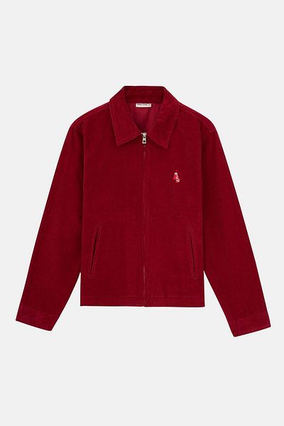 Socrates Boxing Gloves Zippered Velvet Jacket - Claret Red
