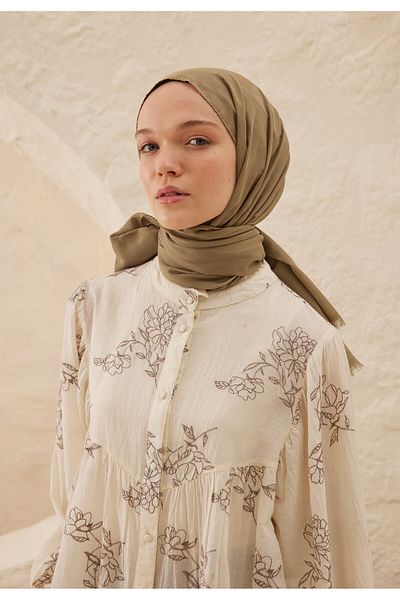 Fresh Walnut Colored Thin Cotton Voile Shawl