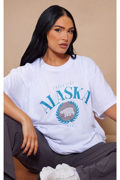 CLAYES Λευκό Oversize Alaska T-shirt - Oversize Printed