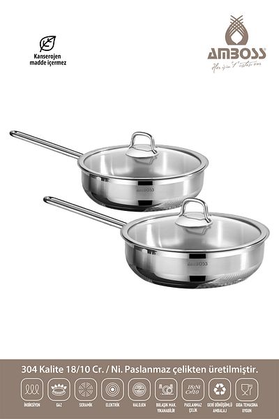 Amboss Saphire 4 Piece Stainless Steel Pan Set - With Glass Lid