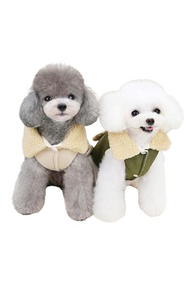 Glipet Green m Dog Vest with Fur Collar