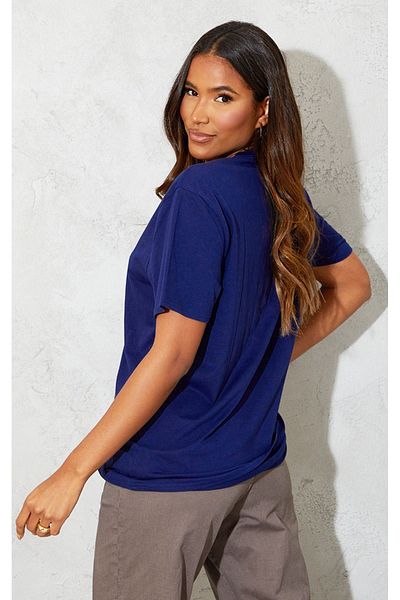 DUBU BUTİK Plain Single Jersey T-Shirt - Navy Blue Oversize Crew Neck Short Sleeve T-Shirt