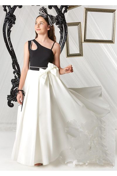 meneviş çocuk giyim Βραδινό φόρεμα Menevis Drop Bow Long Girl's Evening Dress_Mnvs0728