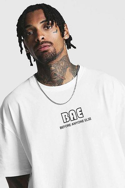 VBSVİBES Unisex Λευκό Oversize Before Anyone Else εμπριμέ πλεκτό μπλουζάκι