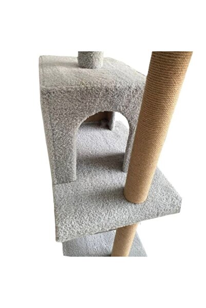 Reyo Gray Pet Yoluń Luxury Cat Scratching Playhouse with Swing