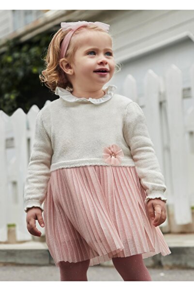 MAYORAL Pleated Long Sleeve Girl's Dress - Mnvs2906