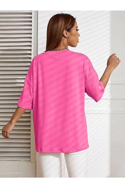 CLAYES Μπλουζάκι Malibu Oversize Pink με λαιμόκοψη και κοντό μανίκι