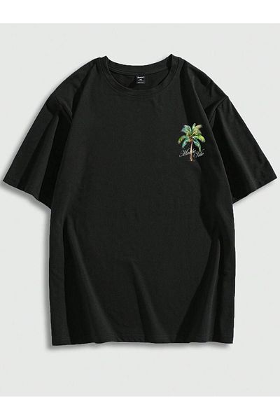 VBSVİBES black oversize malibu printed tshirt