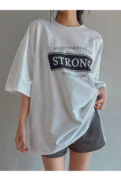 CLAYES Μπλουζάκι Strong Single Jersey - Μπλουζάκι με κοντό μανίκι με λαιμόκοψη σε λευκό στάμπα