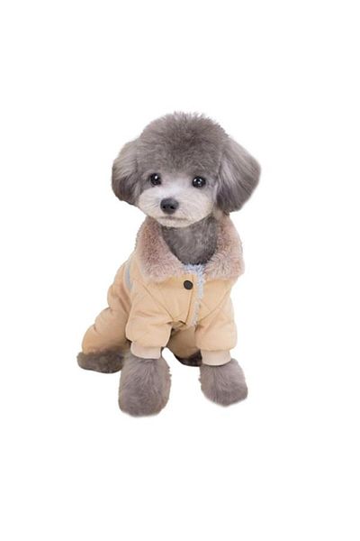 Glipet Beige XL Dog Coat with Fur Collar