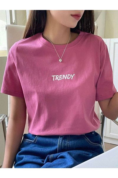 CLAYES Ροζ Oversize T-Shirt - Crew Neck Printed