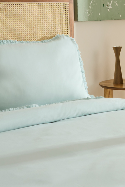 Karaca Home Ella Krep 100% Cotton Double Duvet Cover Set Mint