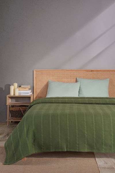 MYLASA HOME Double Cotton Bedspread / Pike - 200X230 Cm-Khaki