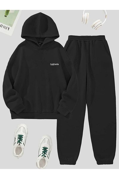 CLAYES Minimal Written California tepláková súprava - Black Sweater Jogger Oversize s dverami