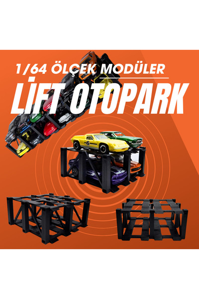 shop 1:64 Ölçek Modüler Diorama 2 Katlı Lift Otopark(2 modül)
