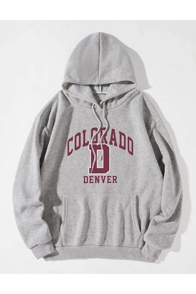 VBSVİBES Φούτερ μεγάλου μεγέθους Colorado με γκρι κουκούλα.