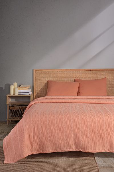 MYLASA HOME Mylasahome 100% Natural Cotton Bordered Patterned Single Pique 160X220Cm