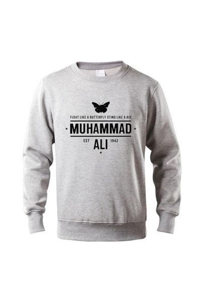 VBSVİBES Hanorac pentru bărbați cu imprimeu fluture gri Muhammad Ali
