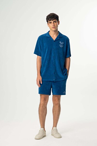 Socrates Tennis Club Terry Men's Shorts - Navy Blue