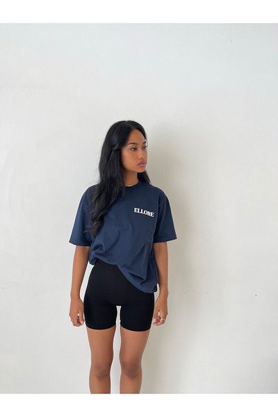 CLAYES Μπλουζάκι Ellore Written Single Jersey T-Shirt - Μπλουζάκι με κοντό μανίκι με λαιμόκοψη σε μπλε ναυτικό