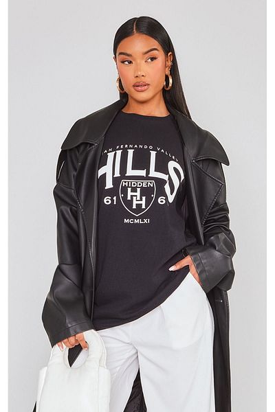 CLAYES Μπλουζάκι Hidden Hills Single Jersey - Μαύρο εμπριμέ κοντομάνικο μπλουζάκι με λαιμόκοψη