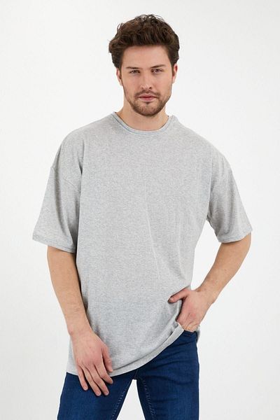 CLAYES Γκρι Oversize Μπλουζάκι με κοντό μανίκι με λαιμόκοψη