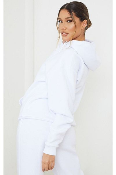 CLAYES Plt Logo Σετ Φούτερ Jogger - Λευκό εμπριμέ Oversize Raised Hooded Rubber Leg