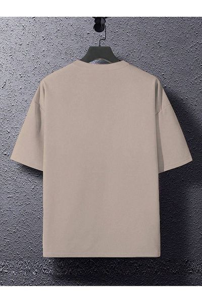 CLAYES Μπλουζάκι Newyork Hustle Single Jersey - Μπεζ εμπριμέ κοντομάνικο μπλουζάκι με λαιμόκοψη