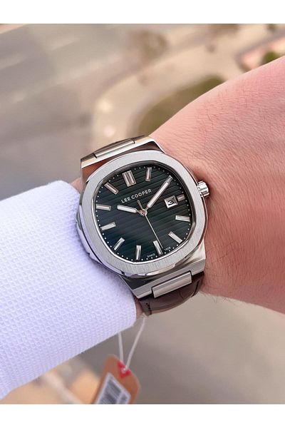 Lee Cooper Leather Cord Calendar Dial 5 Atm Water Resistant Men Wrist Watch Elc.374