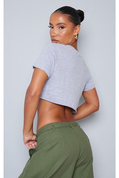 CLAYES Beverly Hills εμπριμέ γκρι oversize Crop Top