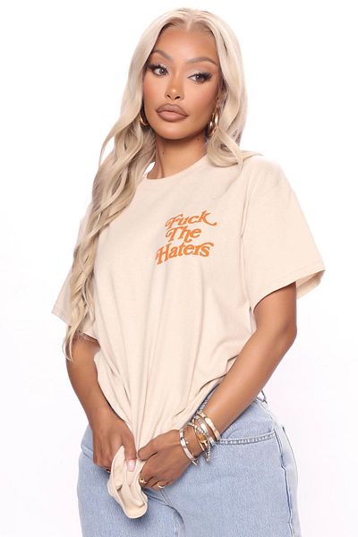 CLAYES Tricou The Hates - Tricou cu mânecă scurtă oversize cu decolteu cu imprimeu de nurcă