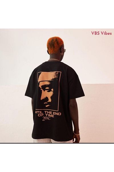 VBSVİBES Tricou negru cu imprimeu Tupac oversize unisex