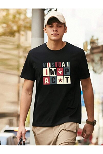 VBSVİBES Μαύρο μπλουζάκι Unisex Oversize Visual I'm Pact Printed