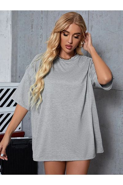 CLAYES Tricou de damă, de bază, uni, neimprimat supradimensionat Salas Boyfriend