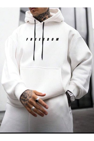 VBSVİBES Φούτερ με φούτερ Unisex Oversize White Brooklyn Freedom