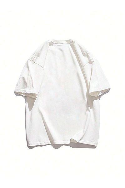 VBSVİBES Πλεκτό μπλουζάκι Unisex Λευκό Oversize Emaggie με στάμπα