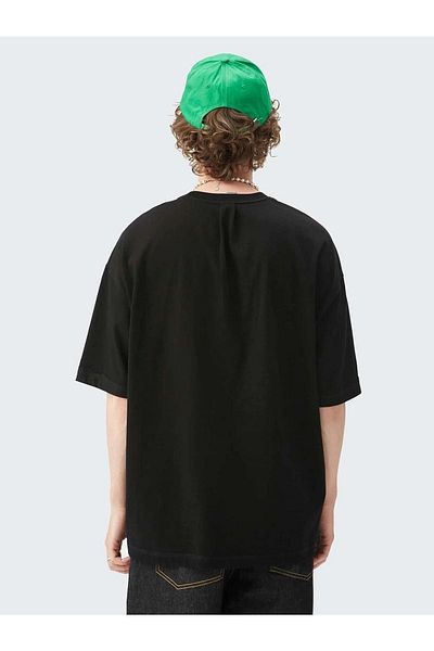 VBSVİBES Men's Black Oversize Yep Printed T-shirt