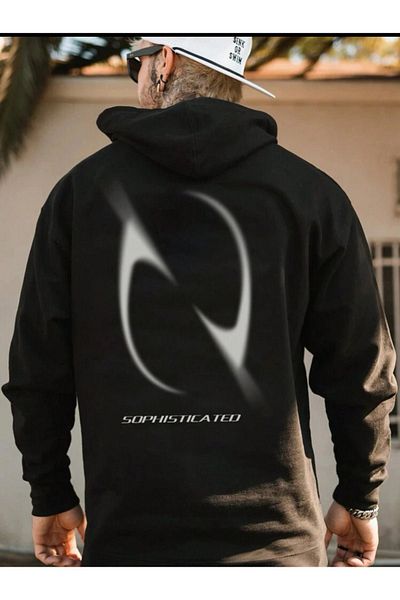 VBSVİBES Hanorac unisex cu imprimeu sofisticat Hanorac negru cu glugă