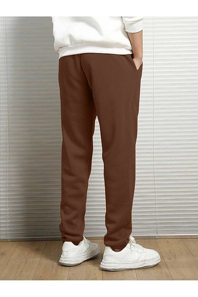 Sweetline Mountain Silhouette Sweatpants Jogger - Brown Printed Rubber Leg High Waist