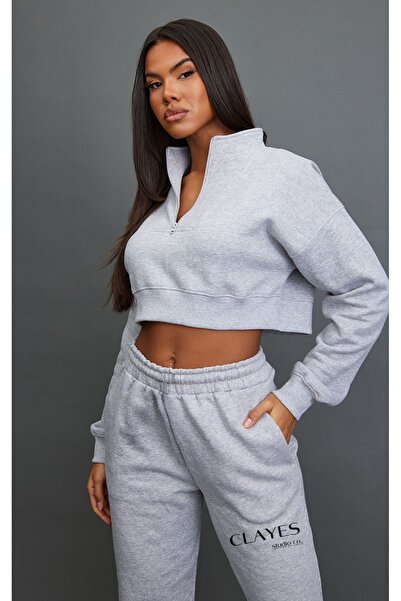 CLAYES Studio Зимові джоггер-шорти - Сірі з принтом, 100% бавовна, еластичний низ, флісова підкладка