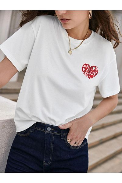 VBSVİBES T-Shirt - Λευκό - Χαλαρό