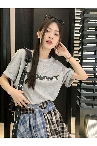 CLAYES Fromwt Oversize γκρι εμπριμέ μπλουζάκι με κοντό μανίκι