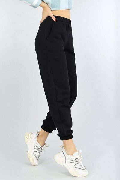 CLAYES Straight Basic Sweatpants Jogger - Black Rubber Leg High Waist