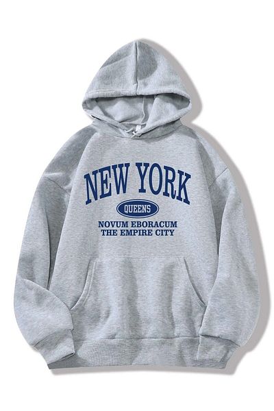CLAYES Hanorac New York Queens - Hanorac supradimensionat cu imprimeu gri
